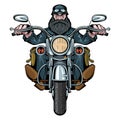 Biker Man Sits On A Bike. Royalty Free Stock Photo